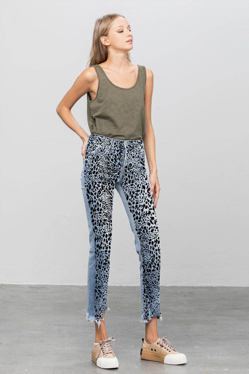 Summer Trail Mid Rise Straight Jeans With Print