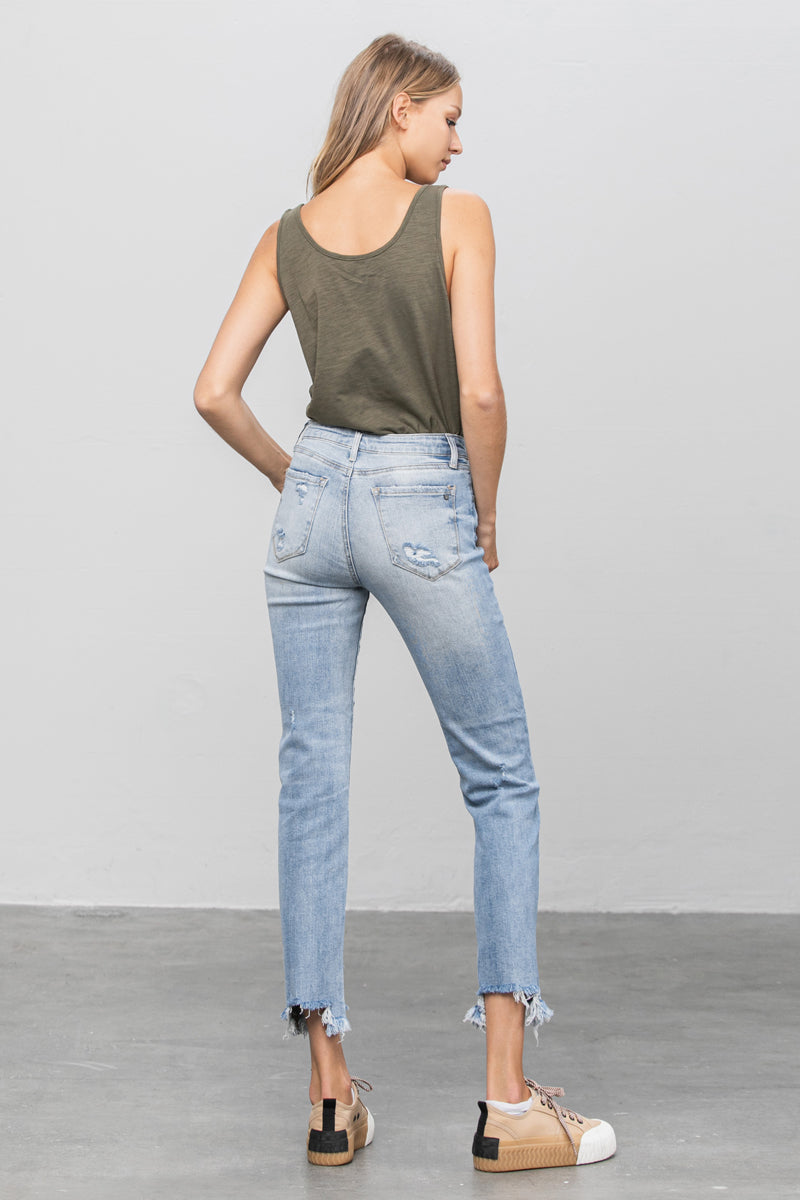 Summer Trail Mid Rise Straight Jeans With Print