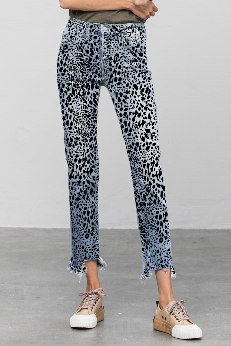 Summer Trail Mid Rise Straight Jeans With Print