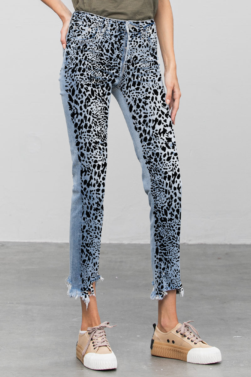 Summer Trail Mid Rise Straight Jeans With Print