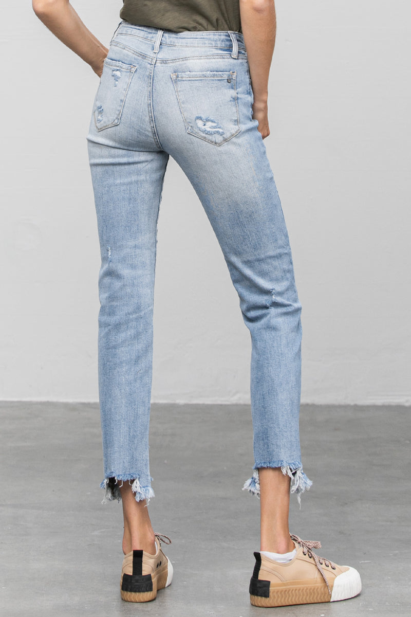 Summer Trail Mid Rise Straight Jeans With Print