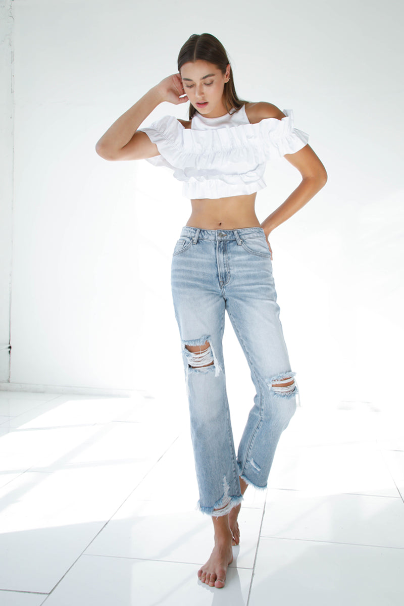 High Waist Crop Straight Jeans - Insanegene.com