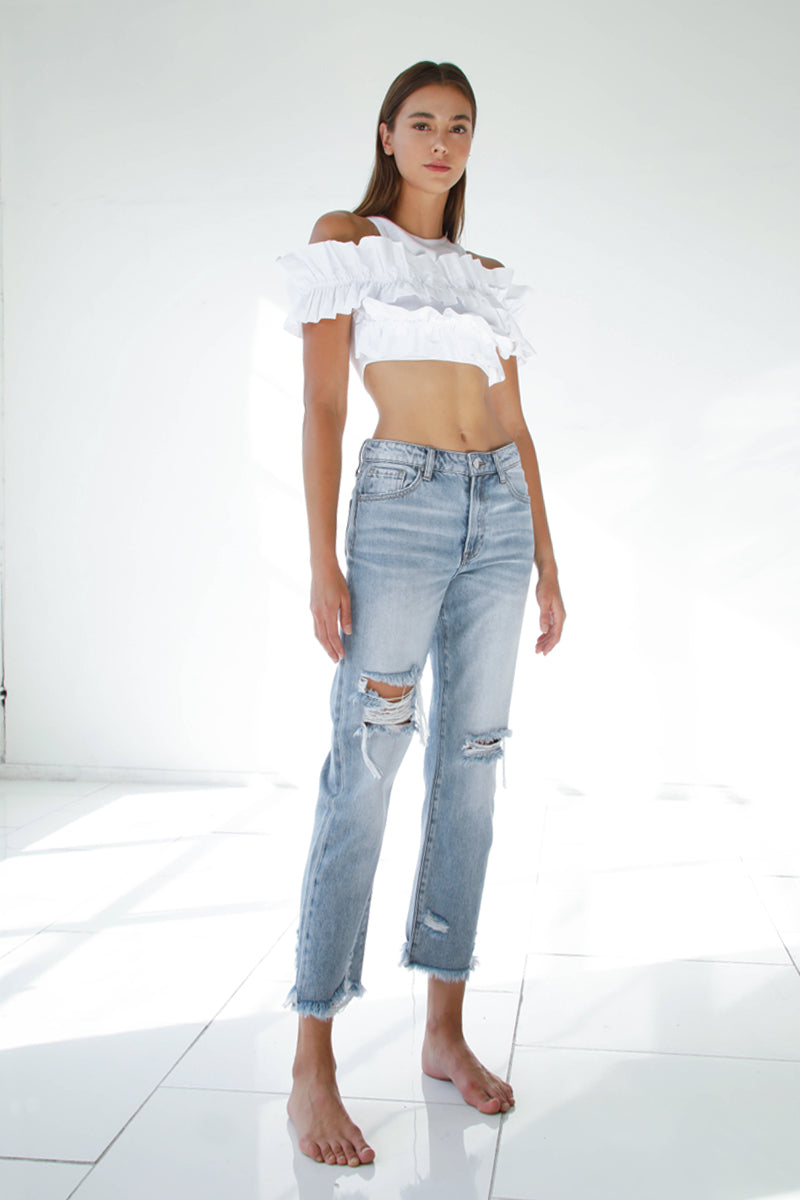 High Waist Crop Straight Jeans - Insanegene.com